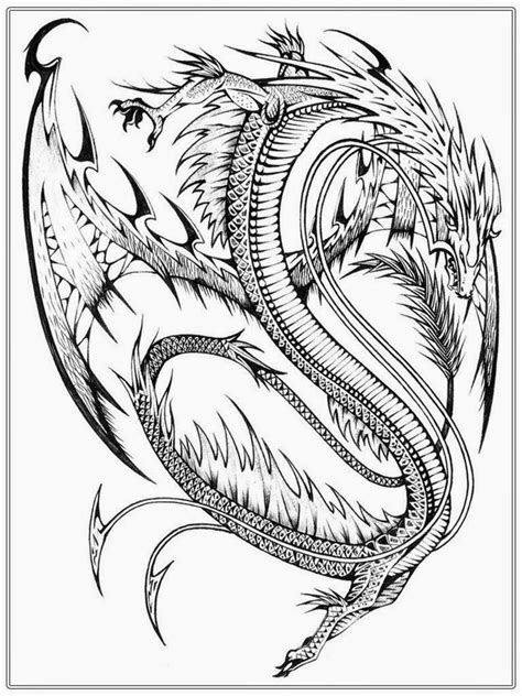 Free Realistic Dragon | Coloring Pages For Adults, Download Free ...