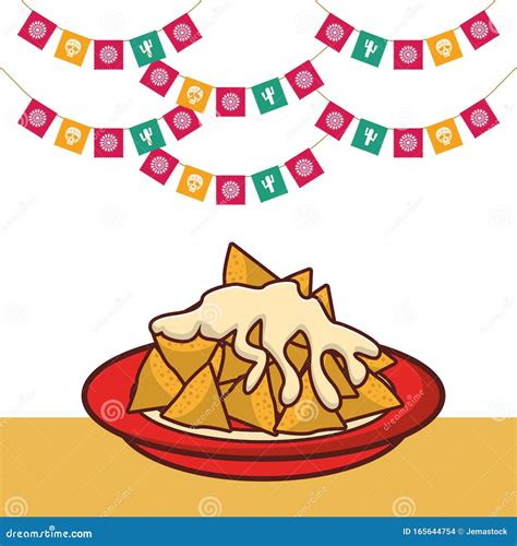 Nachos - Mexican Traditional Food. Vector Vintage Engraved Illustration ...