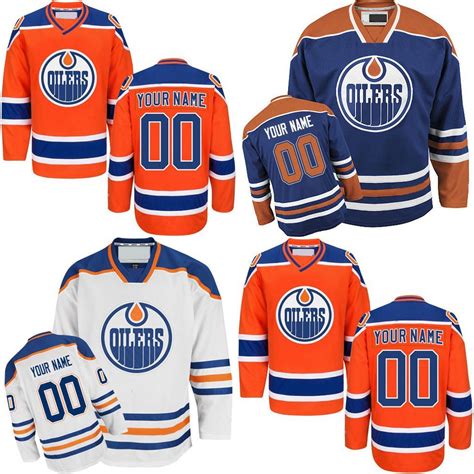 Custom Men's Edmonton Oilers Jerseys Customized Orange Blue White Home Away Hockey Stitched ...