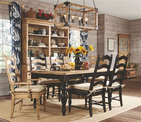 Homecoming Vintage Pine Black Farmhouse Leg Dining Room Set from Kincaid (33-056B) | Coleman ...