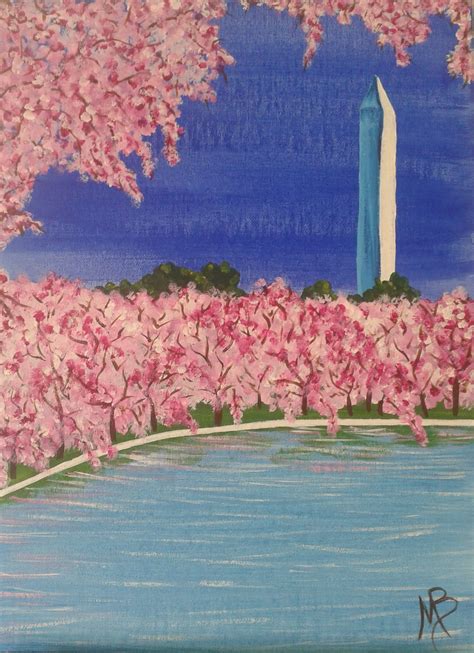 DC Cherry Blossoms - Landscape | Cherry blossom landscape, Painting ...