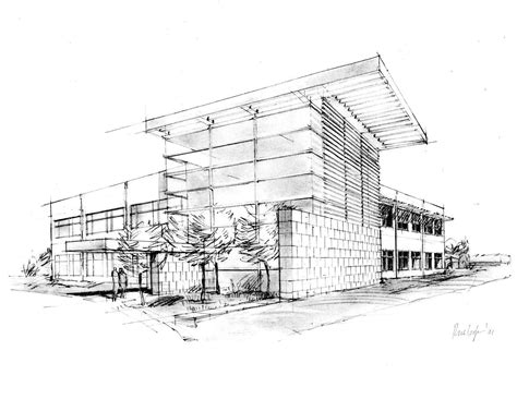 Beautiful Building Design Sketches With Pencil Sketch Of Architectural Concept For The Entry ...