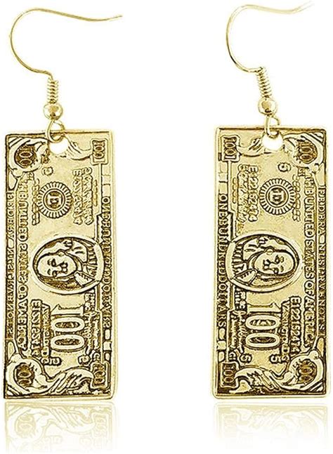 YOOE Cute 100 Dollar Bill Money Currency Dangle Earrings.Punk Hiphop Paper Cash Drop Earrings ...