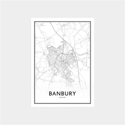 Banbury England Map Print Banbury Map Art Banbury Map | Etsy