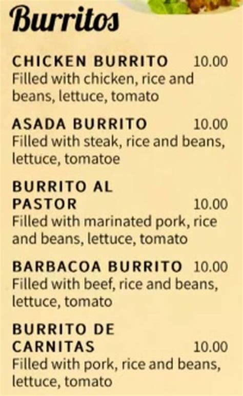 Taco Fiesta Menu, Gulf Shores, AL