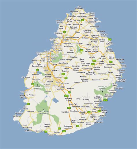 Detailed road map of Mauritius with cities and villages | Mauritius ...