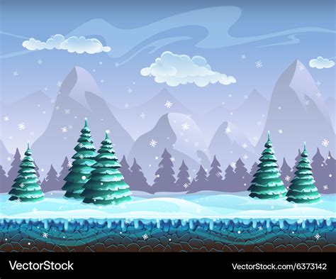 Seamless cartoon winter landscape background Vector Image