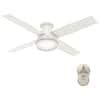Hunter Dempsey 52 in. Low Profile LED Indoor Fresh White Ceiling Fan with Universal Remote 59242 ...
