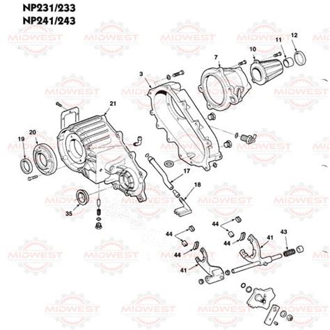 Parts Illustration NP231, NP233, NP241 and NP243 Transfer Case — Midwest Transmission Center