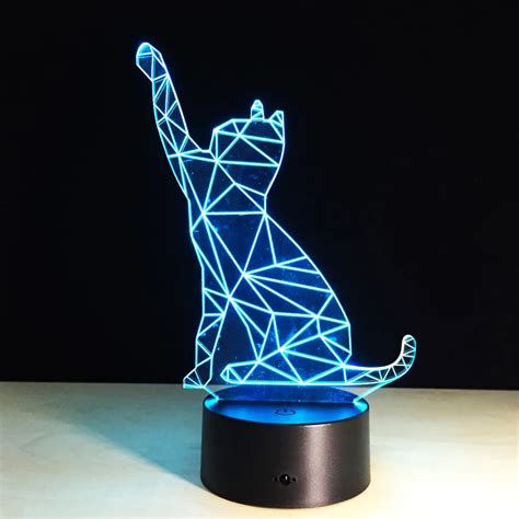 Cat 3d Light Led Stereo Usb Creative Acrylic Desk Lamp Novelty Led Usb3d Night Light Kids ...