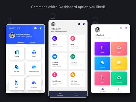 Society Management App | Home Page UX UI Design | 2019 by Rahul Shinde on Dribbble