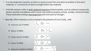 Schmidt rearrangement, B.PHARM 4 SEM, pharmceutical organic chem | PPT