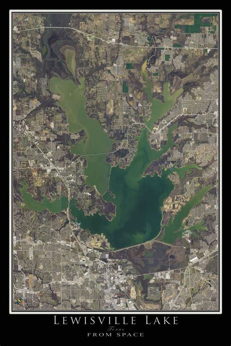 The Lewisville Lake Texas Satellite Poster Map in 2022 | Lewisville lake, Satellite maps, Map poster