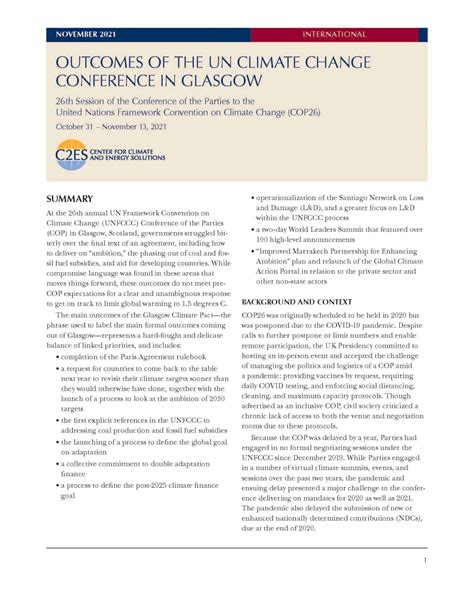 Outcomes of the UN Climate Change Conference in Glasgow - Center for ...