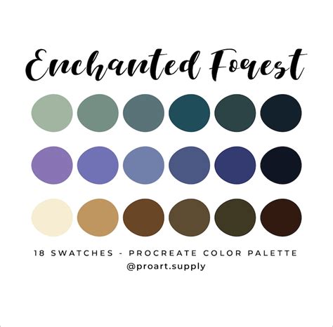 ENCHANTED FOREST PROCREATE Color Palette Hex Codes for iPad Digital ...