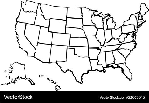 Drawing art map of united states of america linear