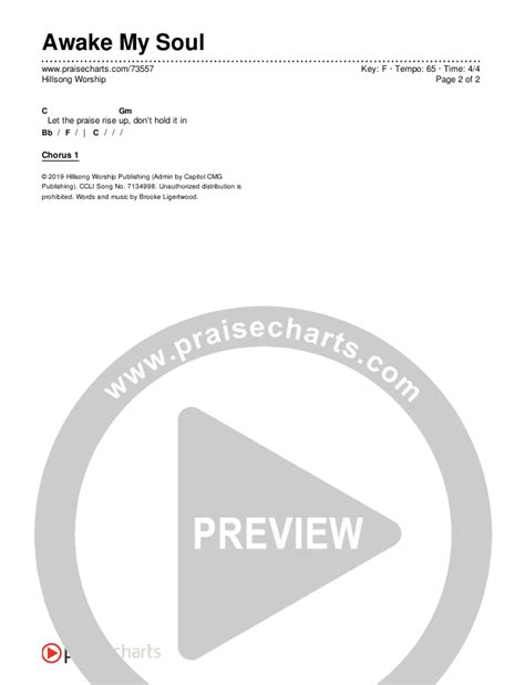 Awake My Soul Chords PDF (Hillsong Worship) - PraiseCharts