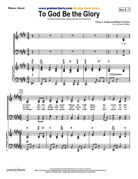 To God Be The Glory Sheet Music PDF (Traditional Hymn / PraiseCharts ...