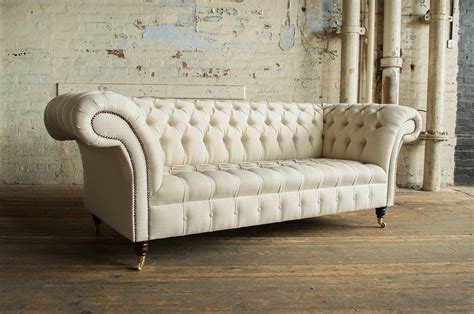 Cream Chesterfield Leather Sofa - sofa living room ideas