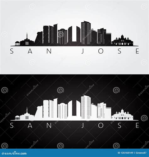 San Jose, Costa Rica Skyline And Landmarks Silhouette Cartoon Vector ...