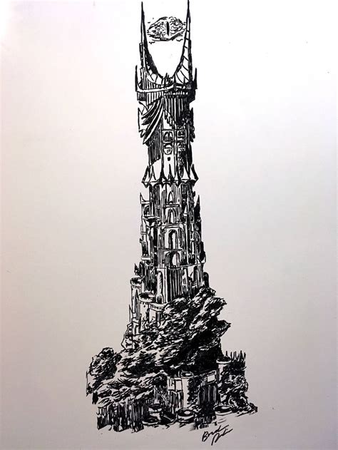 Dry Erase "Sauron's Tower" Drawing HD Print | Lord of the rings tattoo ...