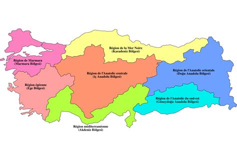 Map of Turkey regions: political and state map of Turkey