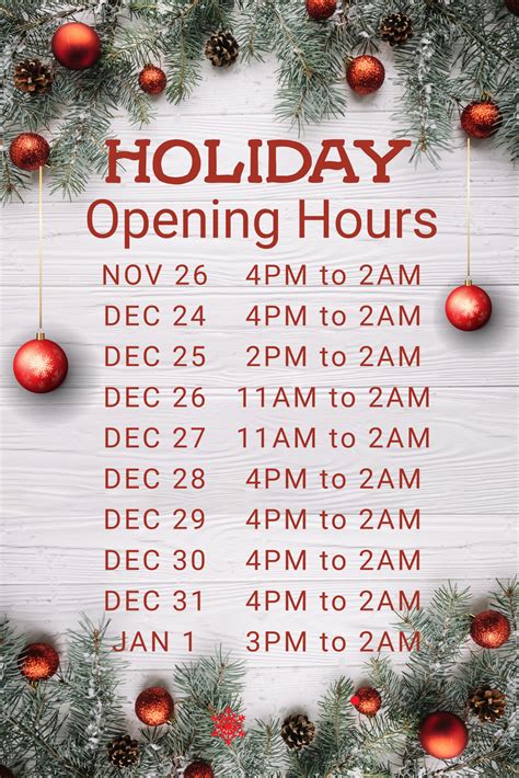 Copy of Christmas Opening Hours Poster Template - Warehouse Billiard Bar