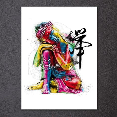 Aliexpress.com : Buy 1 piece Canvas Zen Art painting Colorful Buddha ...