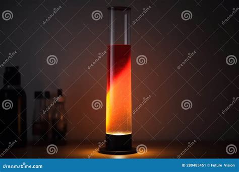 Red and Orange Lava Lamp on Table in Dark Room at Night, Created Using Generative Ai Technology ...