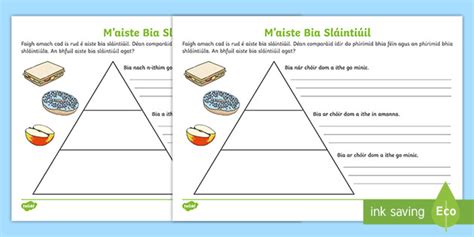 Healthy Food Worksheet for Kids - Gaelige (teacher made)