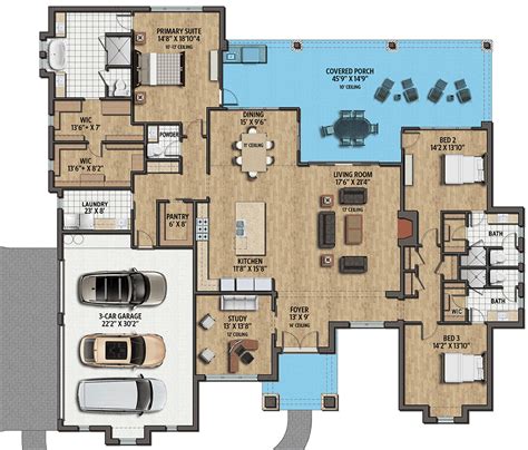 Plan 430066LY: Modern Hill Country House Plan with 3 Bedrooms in 2021 ...