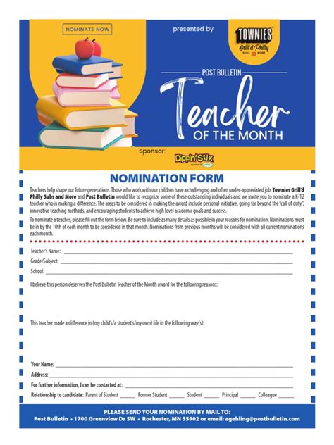 Teacher of The Month Nomination Form | PDF