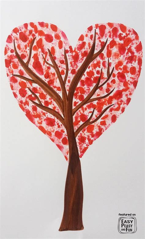 Valentines Day Heart Fingerprint Tree Craft | Valentines art, Valentine ...