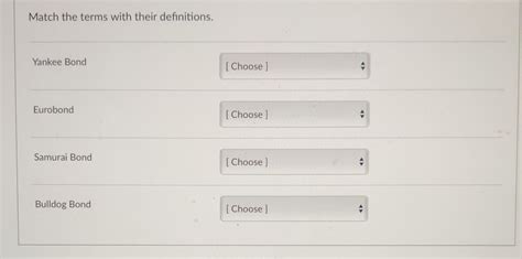 Solved Match the terms with their definitions. Yankee Bond | Chegg.com