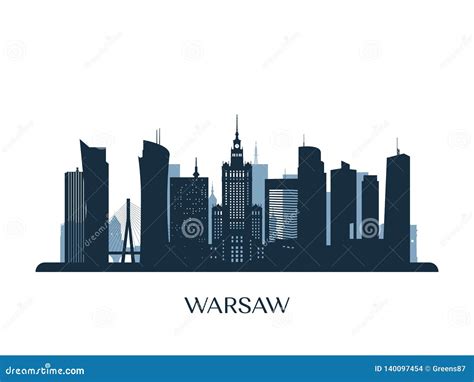 Warsaw Skyline, Monochrome Silhouette. Vector Illustration | CartoonDealer.com #140097454