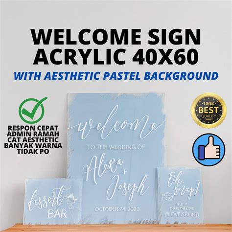 Jual Welcome Sign Aesthetic Acrylic 40x60 2mm Wedding Engagement Sign ...