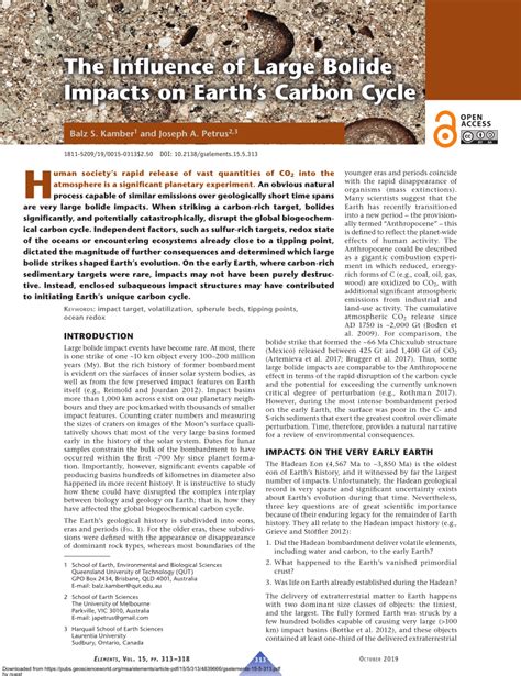 (PDF) The Influence of Large Bolide Impacts on Earth's Carbon Cycle