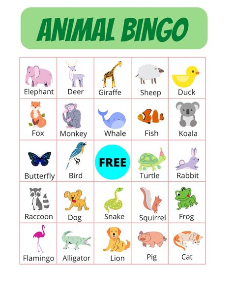 Animal Bingo for Kids, Animal Bingo Game for Children 4 - Etsy