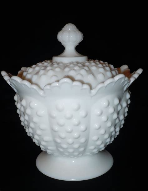 Antique Fenton Hobnob Milk Glass Candy Dish