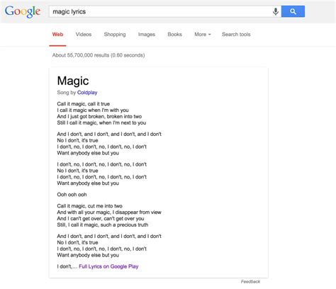 Google adds song lyrics to Knowledge Graph search results