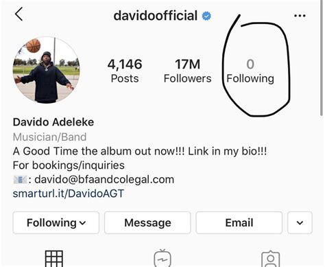 Davido Unfollows Everyone On His Instagram Page, Including Chioma