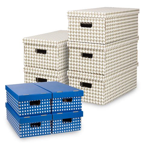 Set Of 2, 3 Or 4 Cardboard Storage Boxes With Lids Lightweight With ...