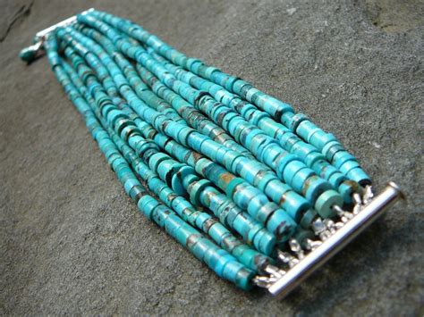 Heishi Beads Bracelet Turquoise Sterling Bracelet Beaded