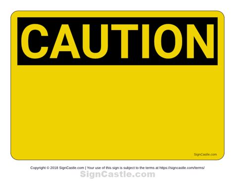 Free printable blank caution sign. Print it and write your own message on the blank part of the ...