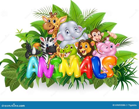 Word Animal With Cartoon Wild Animal | CartoonDealer.com #69443073