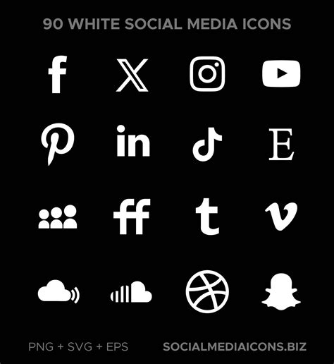 Vector White Social Media Icons - Socialmediaicons