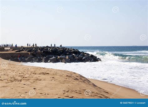 Fishermen Fishing Off Pier at Blue Lagoon, Durban, South Africa ...