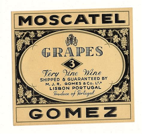 Grapes 3 Very Fine Wine Vintage Label 1950s