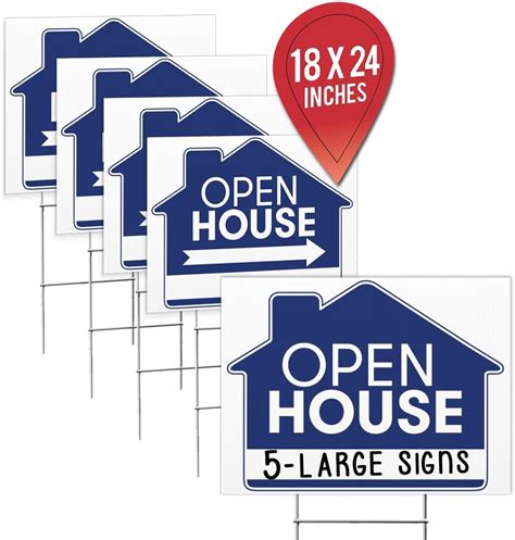 Amazon.com: Open House Real Estate Signs - 18" x 24" Double Sided Yard ...