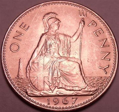 Huge Gem Unc Great Britain 1967 Penny~Excellent Coin~Free Shipping For Sale